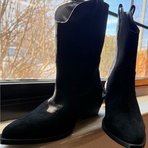 Woman’s Western Designer Tony Bianco Cowboy Boots in Black Suede Size 10/Eu 41